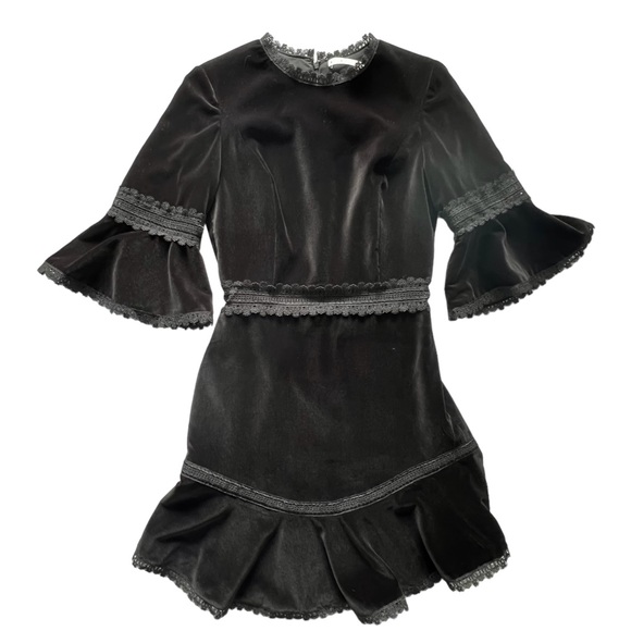 Alice + Olivia Doloris Velvet Bell Sleeve Dress | 2 - Picture 8 of 13